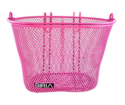 Basket with Hooks, Front, Removable, Wire mesh Small, Kids Bicycle Basket - color: Pink