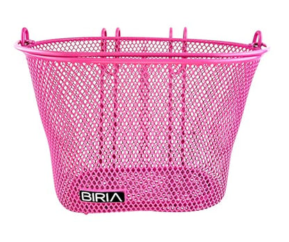 Basket with Hooks, Front, Removable, Wire mesh Small, Kids Bicycle Basket - color: Pink