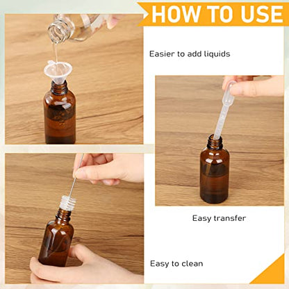 Nuogo 100 Pcs 2 Oz Glass Spray Bottles, Fine Mist Spray Bottle Refillable Cosmetic Bottles Empty Small Bottle with 10 Droppers, 5 Funnels, 2 Brushes for Essential Oil Cleaning Solutions(Brown) - color: Brown