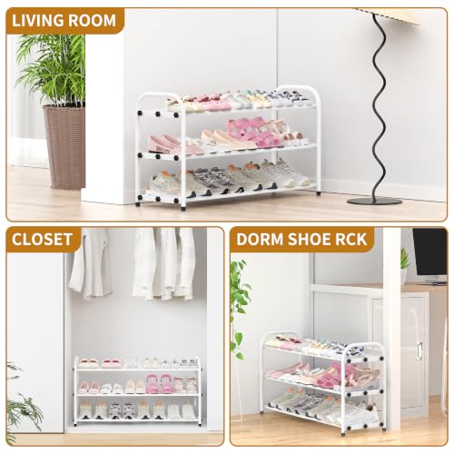 Hleelomi 3-Tier Metal Expandable Shoe Rack for Closet and Entryway, White - color: White, size: 3-Tier