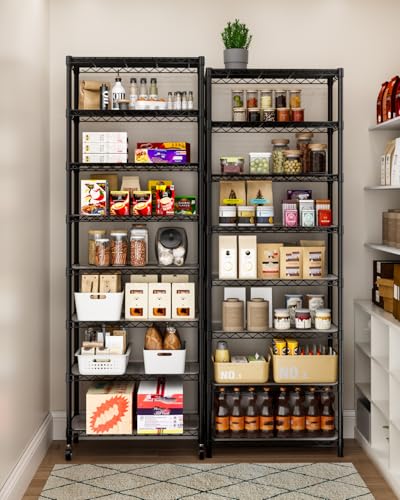 Golpart 8Tier Adjustable Storage Shelves Metal Wire Shelving Standing Shelf - color: Black, size: 8-tier-12"Dx22"Wx72"H