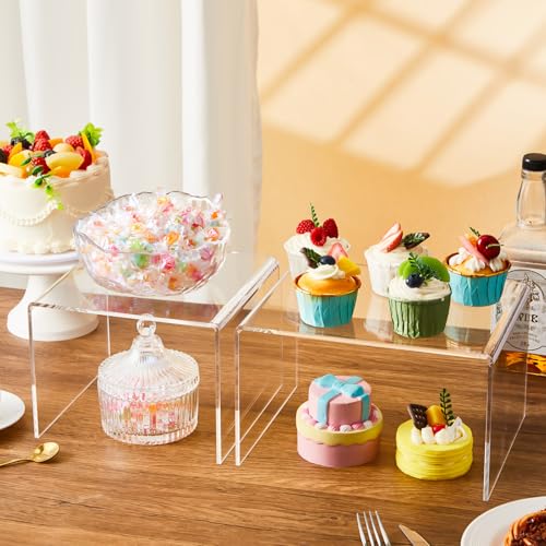 RattanView 2 Pcs 8'', 10'' Large Clear Acrylic Shelf Riser, 5mm Thick - color: Clear, size: 8 Inch, 10 Inch, 5 mm