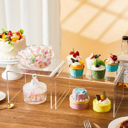 RattanView 2 Pcs 8'', 10'' Large Clear Acrylic Shelf Riser, 5mm Thick - color: Clear, size: 8 Inch, 10 Inch, 5 mm