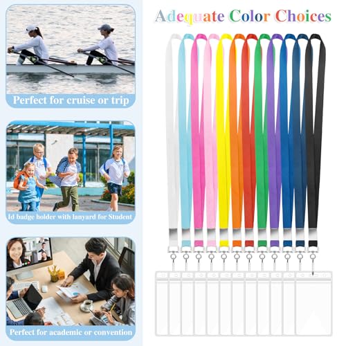 24 Pack Cruise Lanyards with Waterproof Badge Holders, Colorful - color: 24pcs Colorful