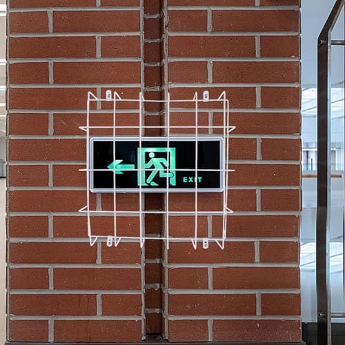 POPETPOP Exit Sign Protective Cover Wire Guard for Emergency Light Steel Mesh Wall Mounted Safety Shield 11.81 X 11.81 X 2.83 in Includes 4 Screws for Damage Prevention