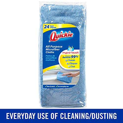 Quickie Microfiber Cleaning Cloth 14 x 14 Inches Blue Pack of 288 Washable and Reusable Ideal for Multi-Surface Indoor/Outdoor Dusting and Polishing - size: 14 inch x 14 inch (Pack of 12), style: 24 Pack