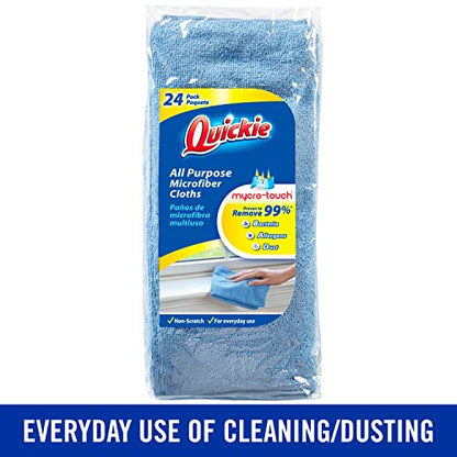 Quickie Microfiber Cleaning Cloth 14 x 14 Inches Blue Pack of 288 Washable and Reusable Ideal for Multi-Surface Indoor/Outdoor Dusting and Polishing - size: 14 inch x 14 inch (Pack of 12), style: 24 Pack