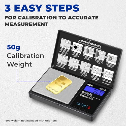 AMERICAN WEIGH SCALES Series Digital Pocket Weight Scale 70g x 0.01g, (Black), American WEIGH SCALES-70-BLK - color: Black, size: 70g x 0.01g