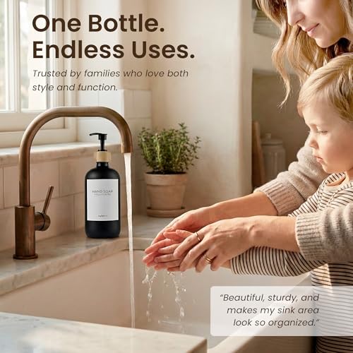 Maisonovo Dish Soap Dispenser - Black Soap Dispenser Black Bamboo Pumps - color: Black Black