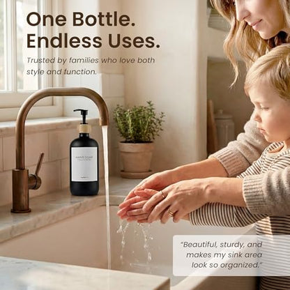 Maisonovo Dish Soap Dispenser - Black Soap Dispenser Black Bamboo Pumps - color: Black Black