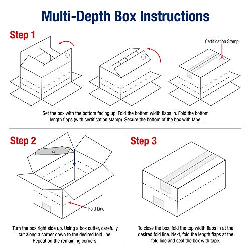 Box USA Moving Boxes Medium 14"L x 10"W x 10"H 25-Pack, Cardboard Box for Shipping, Moving, Mailing, Packing, Packaging and Storage - style: Scored 8", 6", 4" Single Wall Multi-Depth