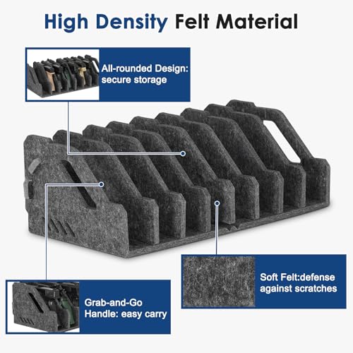 Pistol Rack for Gun Safe, Soft Felt, Handgun Rack, Revolver Firearm Holder - color: 8 Slots