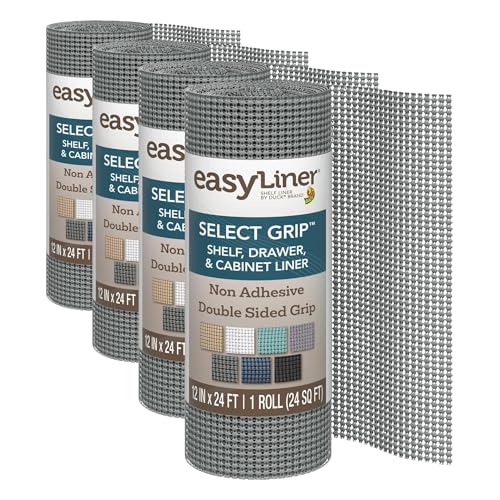 EasyLiner Select Grip Shelf Liner - Easy to Install & Cut to Fit - Non Slip, Non Adhesive, Drawer Shelf & Cabinet Liner for Kitchen, Bathroom, Pantry Cupboards - 12in. x 24ft. - Dark Grey (Pack of 4) - color: Dark Gray, size: 12-Inch x 24 Feet (Pack of 4)