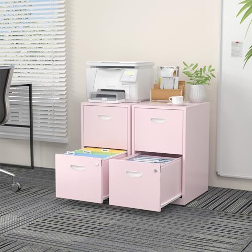 SteeLoong 2 Drawer File Cabinets,Metal Office File Cabinet with Lock,Pink - color: Pink, style: 2 Drawer Light Duty