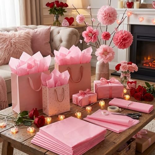 500 Sheets Blush Pink Tissue Paper Bulk 20 x 20 Inch for Fall Wedding Gifts - color: Light Pink, size: 20 x 20 Inch
