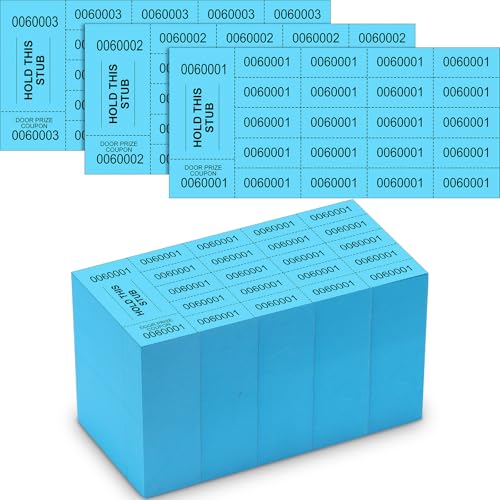 Kosiz 1000 Sheets 20 Bid Raffle Ticket Numbers Auction Tickets for Events & Church (Lake Blue) - color: Lake Blue, size: 20 Bid