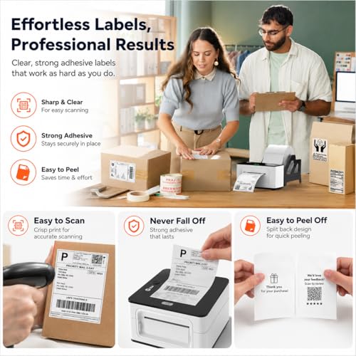 4” x 6” Direct Thermal Labels – 500 Labels (1 Roll, 500 per Roll) Water & Oil Resistant, Permanent Adhesive – Compatible with Zebra, Rollo & Similar Printers (Not for DYMO) (1 Roll) - size: 1 Roll