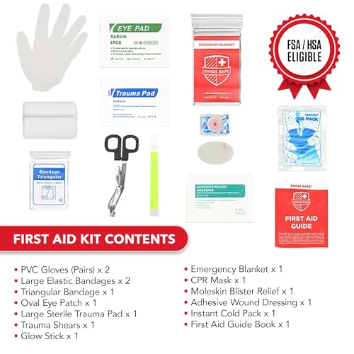 Swiss Safe 2-in-1 348 Pcs Large First Aid Kit for Camping, Travel & Car