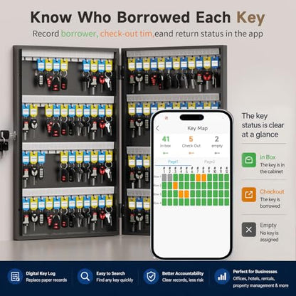 WeHere 96-Key Key Lock Box, Steel Key Holder Cabinet with Combination Lock - size: 2.3inx15.7inx26in