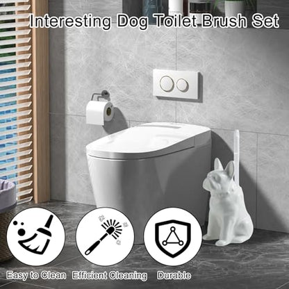 Comeon Ceramic Dog White Toilet Brush and Holder Set, Plastic Handle - color: White, size: Dog