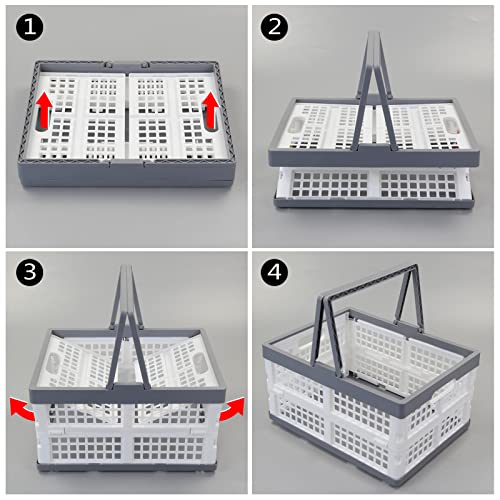 Teyyvn 2-Pack Collapsible Crate with Handle, Grocery Shopping Baskets - size: 15 L, style: collapsible crate with handle