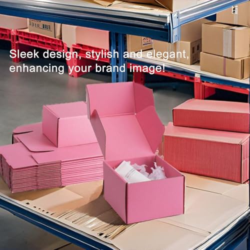 6x6x4 inch Pink Shipping Boxes for Small Business- Set of 25 - color: Pink, size: 6x6x4