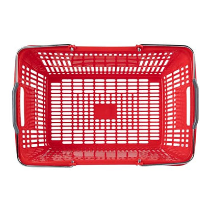 Restaurantware Plastic Shopping Basket, Red, with Steel Handles - style: Steel Handles