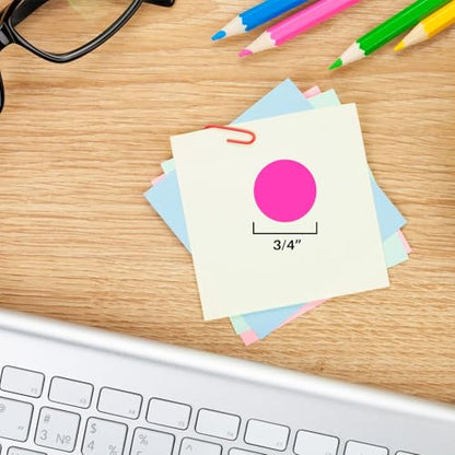 ChromaLabel 3/4 Inch Dot Stickers, Fluorescent Pink, 1008/Pack - color: Fluorescent Pink