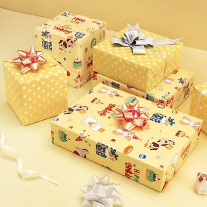 WERNNSAI Dog Wrapping Paper Roll - 33 ft Happy Birthday Puppy Gift Wrap - color: Dog
