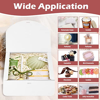 BoShahai 10 PCS Gift Boxes with Lids, 10.6x7.8x3.1 Inch Kraft Paper Gift Box, White with Ribbon, Bridesmaid Proposal Box for Wedding, Packaging, Present, Birthday, Cupcake (Pack of 2) - color: White, size: 10.6x7.8x3.1 Inch (Pack of 2)