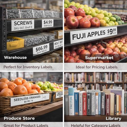 Fainne 25 Pcs Shelf Label Strips, 1.25" H X 48" L, Black - color: Black, size: 1.25"H X 48"L