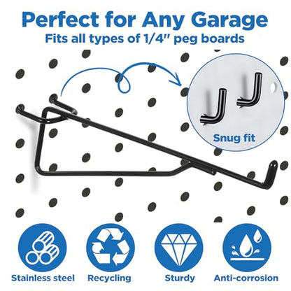 10 Pcs Pegboard Shelf Brackets Set,1/4 Black Metal Utility Hook Pegs