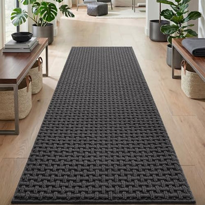 DEXI Hallway Runner Rug 24x72, Non Slip Runner Rugs Washable, Dark Grey - color: Dark Grey, size: 24'' x 72''(Runner)