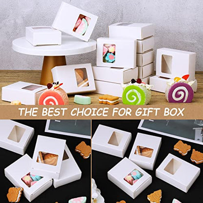 Spakon 30 Pcs White Soap Boxes with Window, 3.5x2.6x1.2 Inch Kraft Paper - color: White