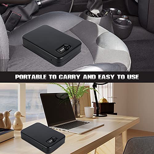 Dalmbox Compact Portable Handgun Pistol Gun Safe Lock Box for Car & Travel - size: 9.4" x 6.4" x 1.8"
