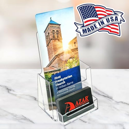 Azar Displays 252922-25PK Counter Trifold Brochure Holder with Business Card Pocket, 25-Pack - size: 25-Pack, style: Business Card Pocket