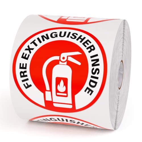 500 PCS Fire Extinguisher Inside Labels 2.75 x 2.75 Inches Vinyl