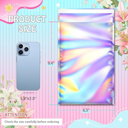 FUNFERY 6.3x9.4in Holographic Mylar Poly Mailers Self Sealing Adhesive Bag - color: Holographic Self Adhesive-100P, size: 6.3x9.4 inch