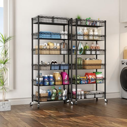 SINGAYE 6 Tier Shelf Wire Shelving Adjustable Storage Shelves Basket Rack - color: Black, size: 6-Tier[30"Dx13.5"Wx65"H]