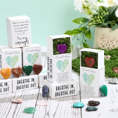 Motipuns 60 Sets Emotional Heart Natural Stones with Boxes for Employee