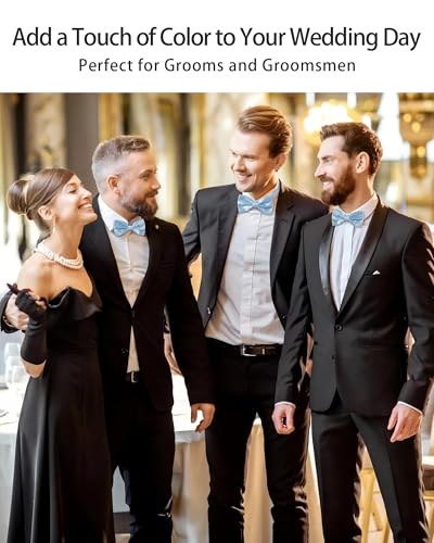 AWAYTR Bow Ties for Men - Pre-Tied Adjustable Tuxedo Style for Wedding - color: Light Blue