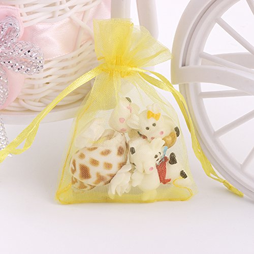 Wudygirl 100 PCS Organza Bags 4"x6" Gift Bags with Drawstring Yellow - color: Yellow, size: 4x6 IN