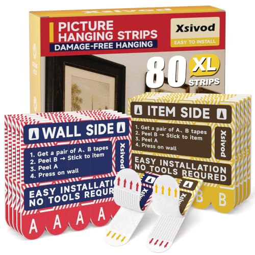 Damage Free Picture Hanging Strips Heavy Duty, XL 80 Strips (40 Pairs) - size: XL 40 Pairs