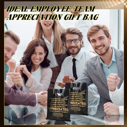 Kolldenn 50 Pcs Employee Appreciation Gift Bags Bulk Black Thank You Bags - color: Black, style: You Are Appreciated