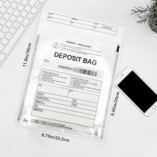 500pcs 9x12in Deposit Tamper Proof Bag Security Bank Pocket - color: 500pcs 9x12-Transparent