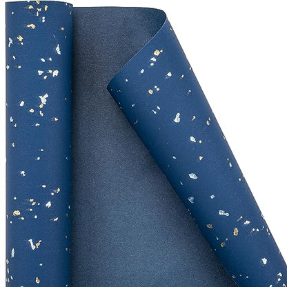 MAYPLUSS Navy Blue Wrapping Paper Roll, 17N x 16.5FT Shiny Flakes Gift Wrap - color: Flake Navy Blue