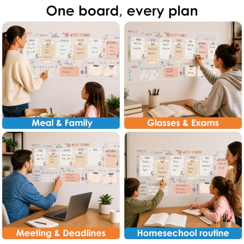 Dry Erase Weekly Calendar, 39.4x16" Weekly Dry Erase Board for Wall - style: Weekly Freehand - Multi-color