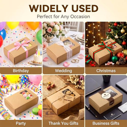 Spakon 30 Pcs Brown Soap Boxes with Window, 3.5x2.6x1.2 Inch Kraft Paper - color: Brown