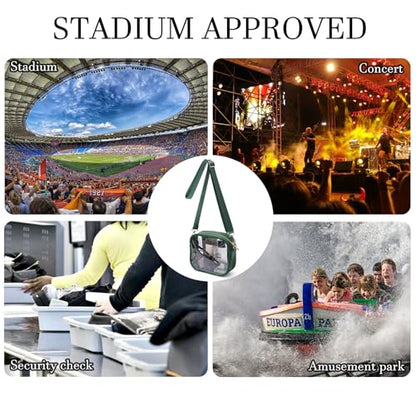TOBVZOO Clear Bag Stadium Approved, Crossbody Transparent Bag for Concerts Sports Events, Purses for Men & Women - color: Dark Green
