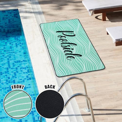 Tinideya Pool Deck Mats Non Slip Rubber with Drainage,Teal,23.62" X 35.43" - color: Teal, size: 2' x 3' (Rectangular)